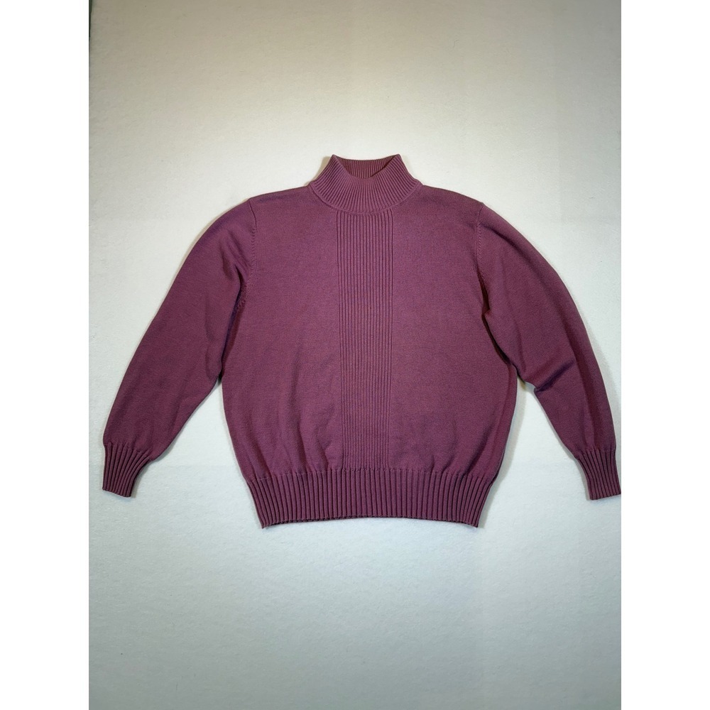 Dressbarn Petite Women's Purple Mock Neck Long Sleeve Knit Sweater